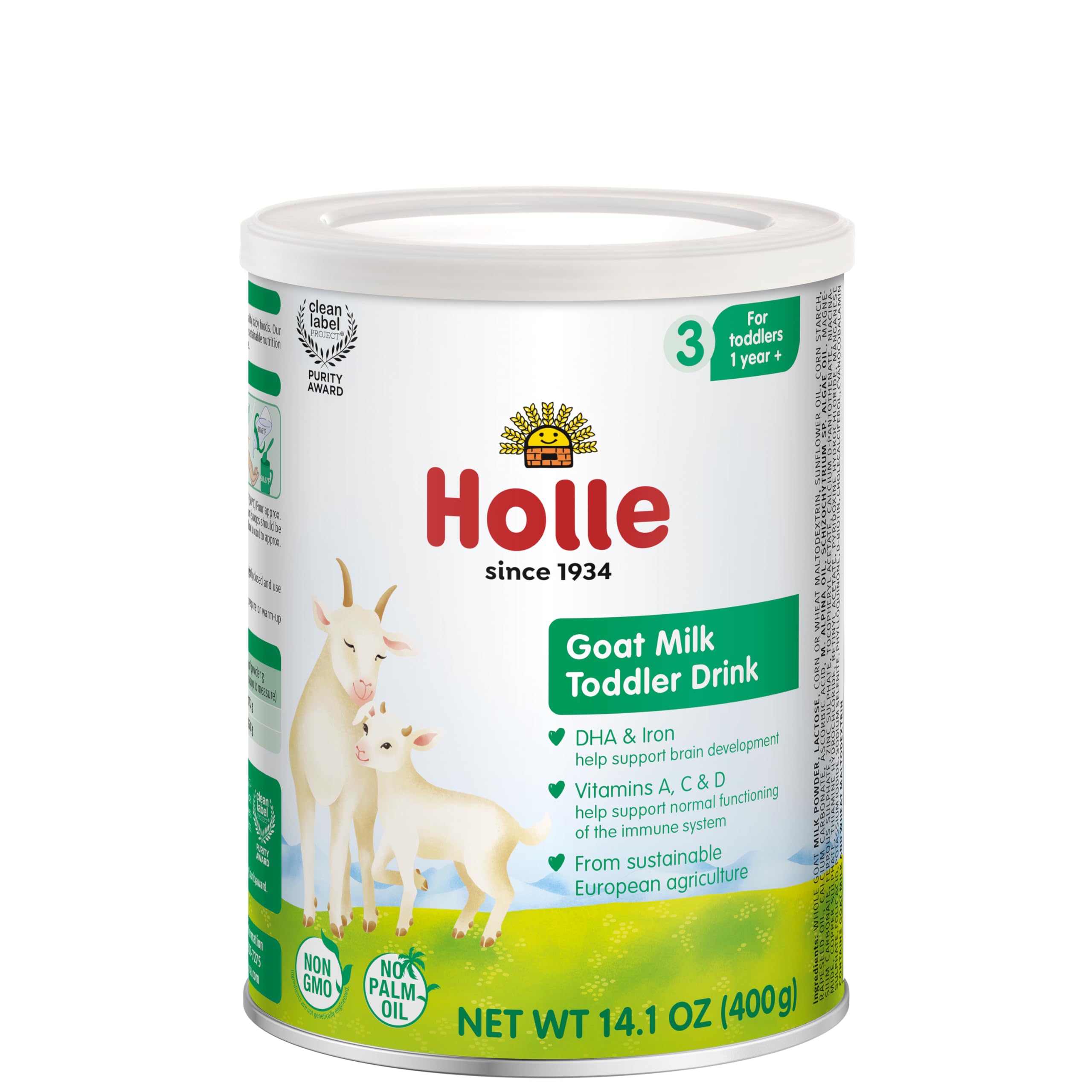 Holle Goat Milk Powder - Toddler Drink - Stage 3 - Powdered Goat Milk for Brain-Healthy Toddler Nutritional Drink - Non-GMO & Soy-Free - Easy to Digest - Safe for Children 12+ Months to 3 Years Old
