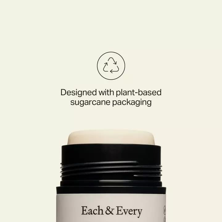 Each & Every All Natural Deodorant - Aluminum Free Deodorant for Women & Men - Unscented & Fragrance-Free Multipack - Travel Size Plant-Based Packaging (2 Pack, 2.5 Oz Each)