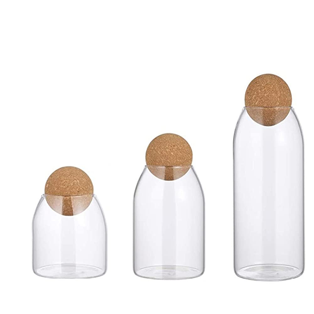 Piscepio Glass Jar with Wood Lid Ball Jar Food Storage Container Clear Candy Jars Food Storage Canister Sugar Coffee Tea Beans Spice Salt Storage 3 Pcs