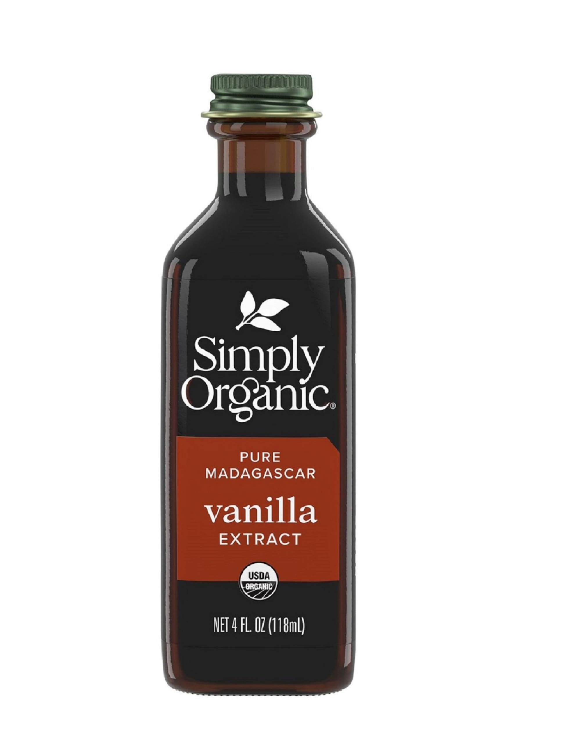 Simply Organic Pure Madagascar Vanilla Extract, 4-Ounce Glass Jar, Certified Organic, Sugar-Free Flavor For Smoothies (Pack of 1)