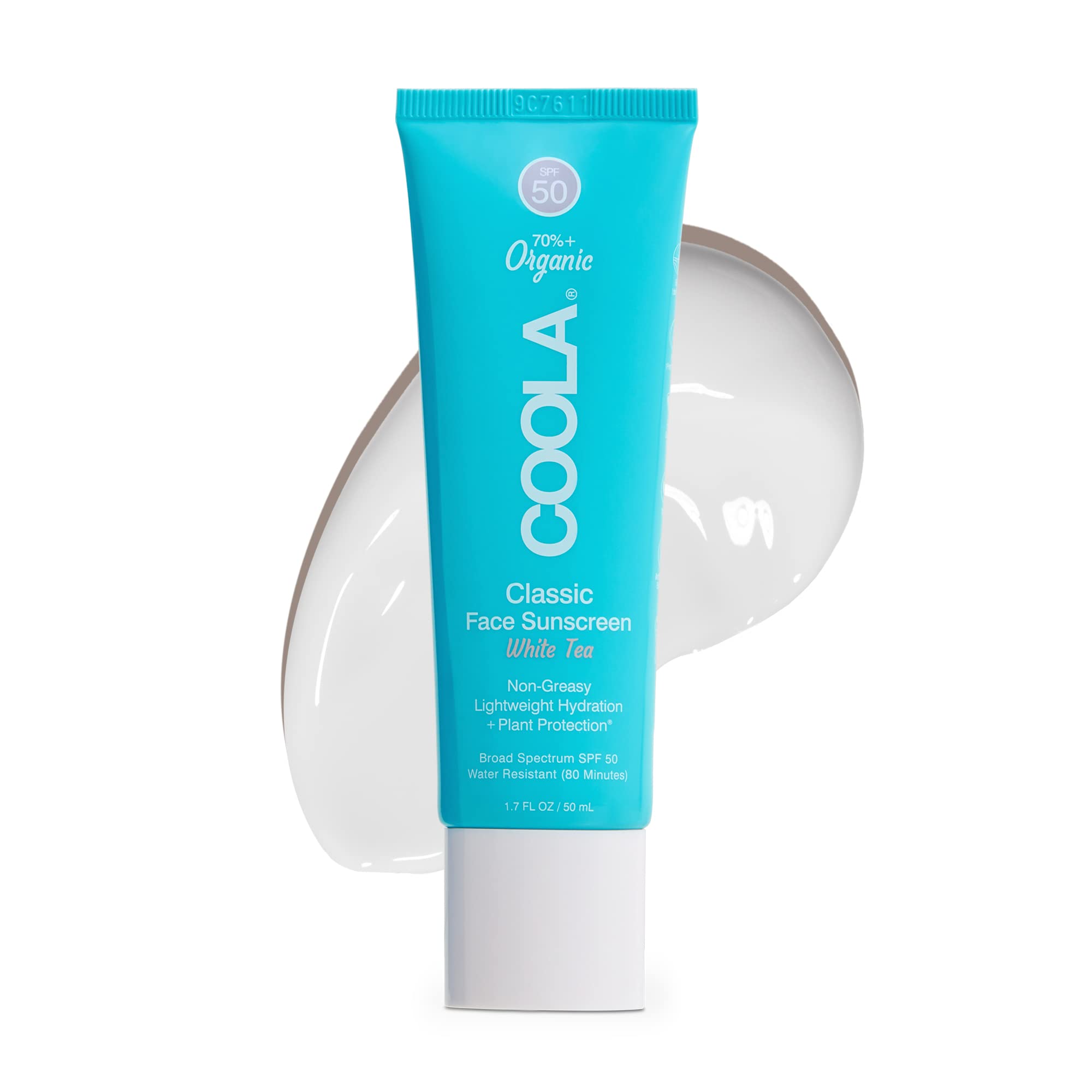 COOLA Organic Face Sunscreen SPF 50 Sunblock Lotion, Dermatologist Tested Skin Care for Daily Protection, Vegan and Gluten Free, White Tea, 1.7 Fl Oz