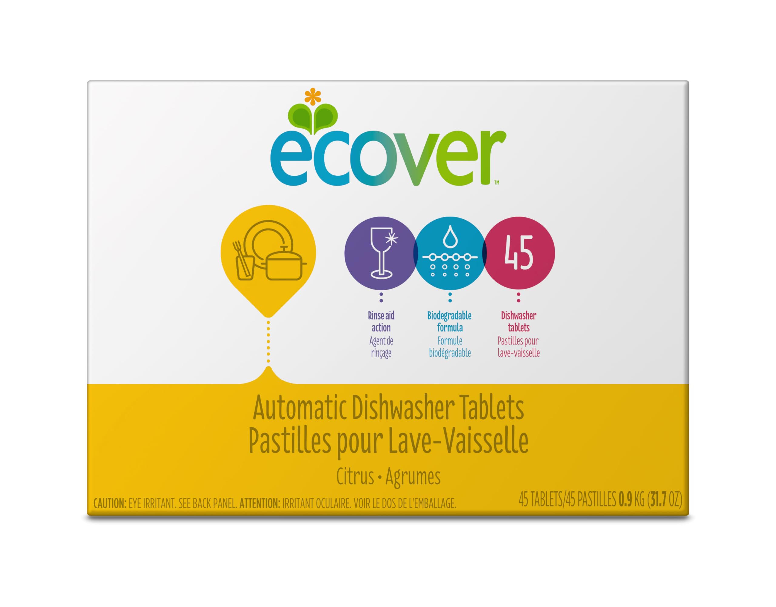 Ecover Automatic Dishwasher Soap Tablets, Citrus, 45 Count