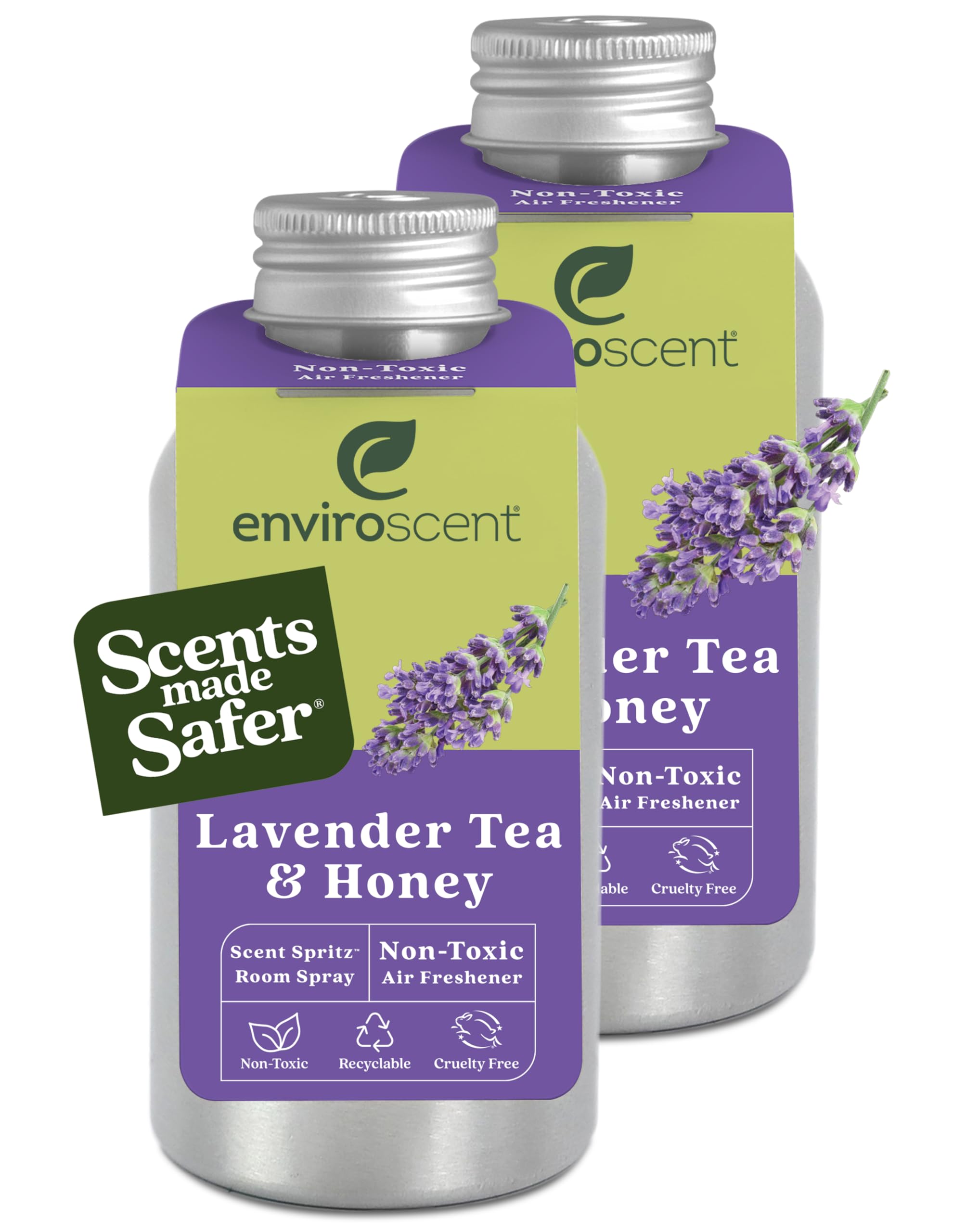 Enviroscent Non-Toxic Air Freshener for Home (Lavender Tea & Honey) Air Freshener Spray | Room Spray and Bathroom Spray | 2 recyclable Scent Spritz refills