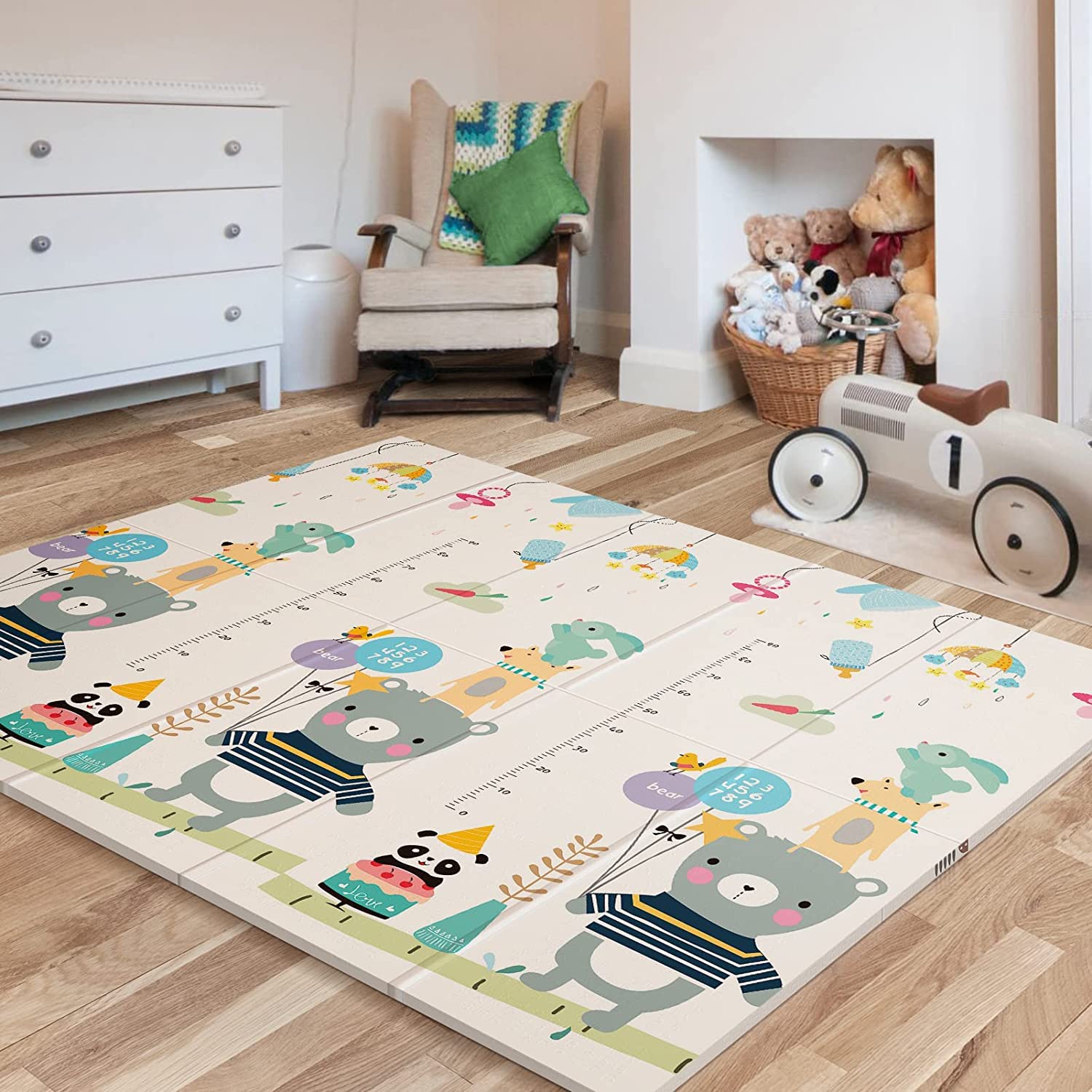 UANLAUO Foldable Baby Play Mat, Extra Large Waterproof Activity Playmats for Babies,Toddlers, Infants, Play & Tummy Time, Foam Baby Mat for Floor with Travel Bag